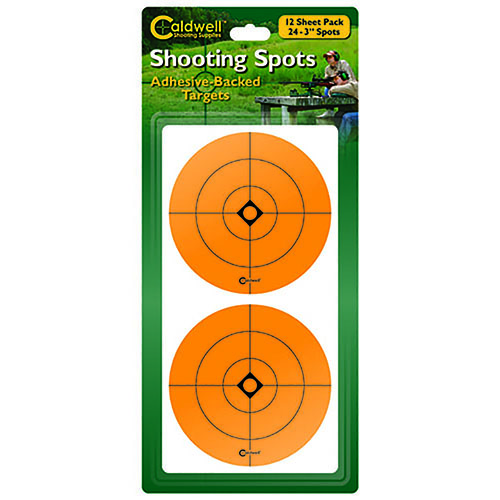 Con los Caldwell Orange Shooting Spots, podrás pegar nuevos puntos de mira visibles en tus objetivos desgastados o en una caja de cartón fácilmente.
