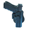 Los holsters Tac Ops de Caldwell son cómodos, ajustables y seguros, con bloqueo de guarda de gatillo, perfectos para el Glock 17 y otros modelos.