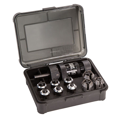 El trimmer Frankford Arsenal Platinum Series es microajustable, compatible con casi todas las brocas de 1/2" y ofrece un corte preciso para miles de rondas.
