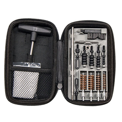 Lleva la limpieza de tus pistolas a otro nivel con el Tipton Compact Pistol Cleaning Kit, ideal para calibres .22-.45 y fácil de transportar.
