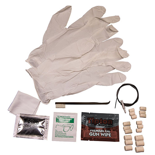 El Kit de Limpieza de Campo Tipton es ideal para calibres de rifle de .22 a .338, compacto y perfecto para llevar en tu mochila de caza.