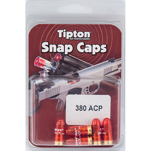 Los Tipton Snap Caps 380 ACP son ideales para proteger tu arma, ajustar el trigger pull y liberar la tensión de los resortes del martillo al almacenarla.