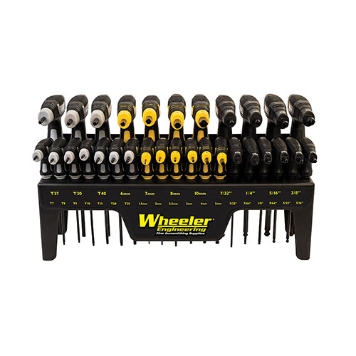 Completa tu banco de trabajo con el set de 30 piezas P-Handle de Wheeler, con acceso rápido a herramientas SAE Hex, Metric Hex y Torx, ideal para tu taller.