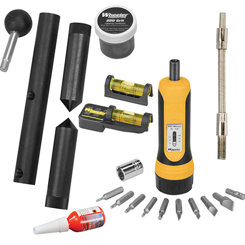 Con el Kit de Montaje de Mira Wheeler, alinear y nivelar tu mira es fácil y preciso, gracias a las barras de alineación y el F.A.T. Wrench® para torque exacto.