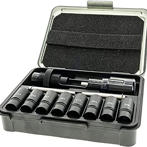 El Universal Bullet Seating Die de Frankford Arsenal es preciso y versátil, permite ajustes micro precisos para balas de .224 a .338, ¡imprescindible para tu banco!