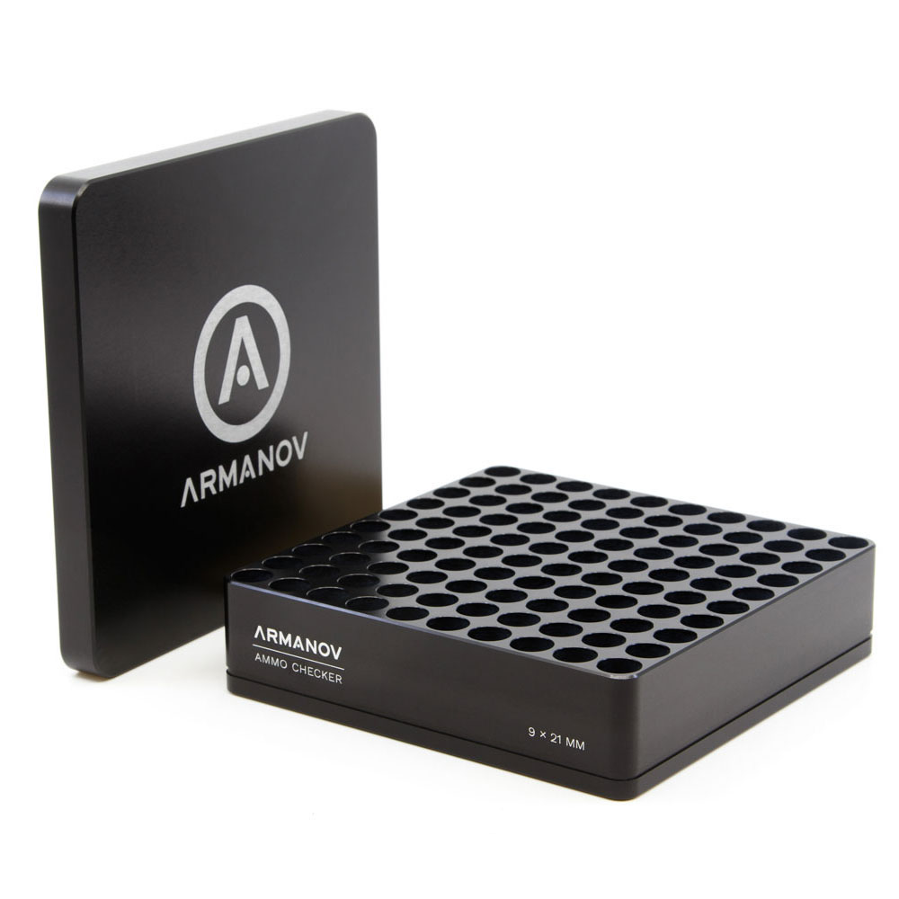 El Armanov Gauge Box con Flip Cover permite verificar 100 cartuchos rápidamente, reduciendo fallos y optimizando tu tiempo de recarga en competiciones.