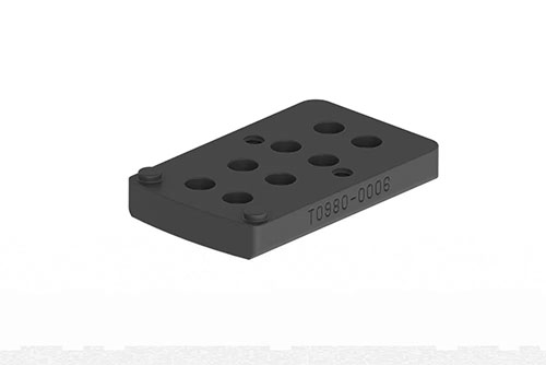 Este adaptador para el montaje universal permite integrar ópticas Aimpoint Acro o Armadot, con opciones centradas o con un offset de 20 grados.