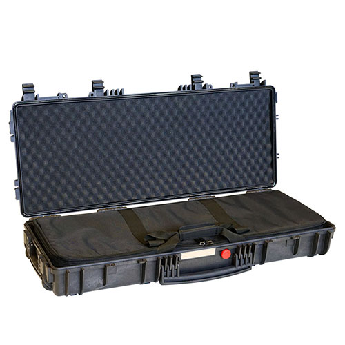 Protege tu arma con el RED 9413 de EXPLORER CASES: resistente al agua, con bisagras metálicas, cierre seguro y opciones de transporte versátiles.