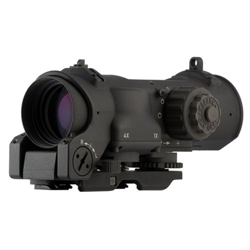 Descubre el ELCAN 1-4x32mm, un visor revolucionario que cambia entre 1x y 4x con un simple giro, ofreciendo un campo de visión amplio y una imagen nítida.