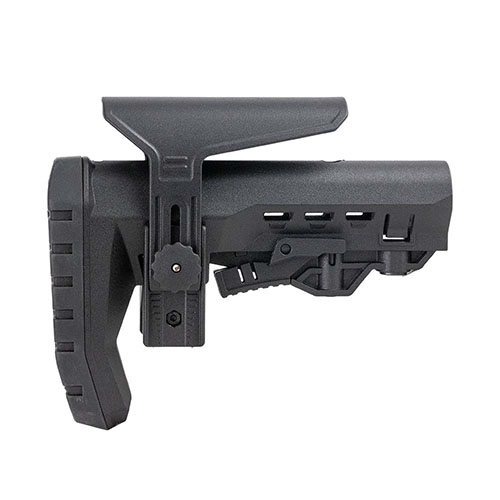 El Breacher AR-15 Stock es ajustable, ligero y optimizado para usar con chalecos, ofreciendo comodidad, estabilidad y versatilidad en tus disparos.