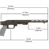 El sistema de chasis LSS-RF Gen 2 es ligero y compacto, compatible con rifles 22LR/17 HMR, acepta cargadores de fábrica y forend M-Lok para mayor versatilidad.