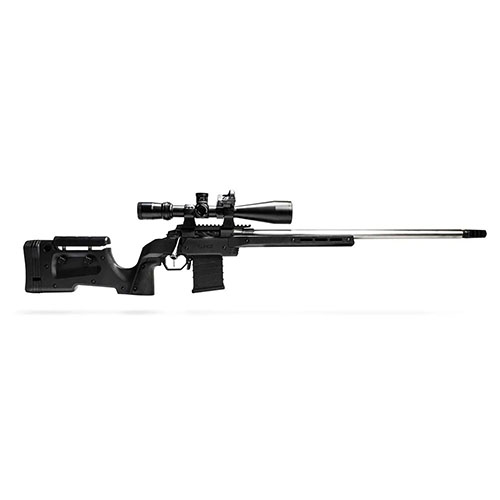 El MDT XRS es un chasis completo, ajustable y fácil de instalar, compatible con revistas AICS y con rieles M-LOK para una personalización óptima.