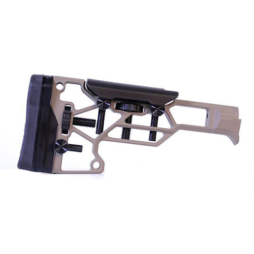 El MDT Skeleton Rifle Stock V5 ofrece ajustes sin herramientas para mayor comodidad y rendimiento, asegurando un ajuste perfecto en TAC21, LSS-XL y HS3.