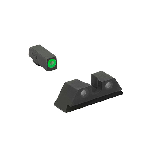 Los miras HYPER BRIGHT de MEPROLIGHT ofrecen visibilidad superior en cualquier luz, son siempre activos, duraderos y fáciles de usar para una adquisición rápida del objetivo.