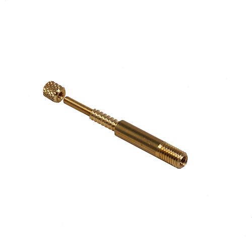 El adaptador VFG de latón (M5 externo / 1/8" interno) es compatible con todas las varillas de limpieza, ideal para calibres europeos y americanos.