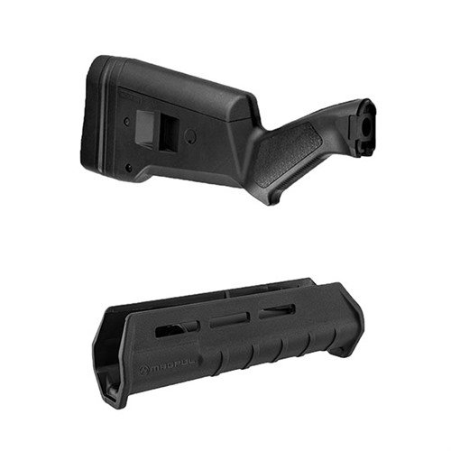 El SGA es una culata adaptable para escopetas Remington 870, con características personalizables, y el forend M-LOK ofrece ligereza y versatilidad para accesorios.
