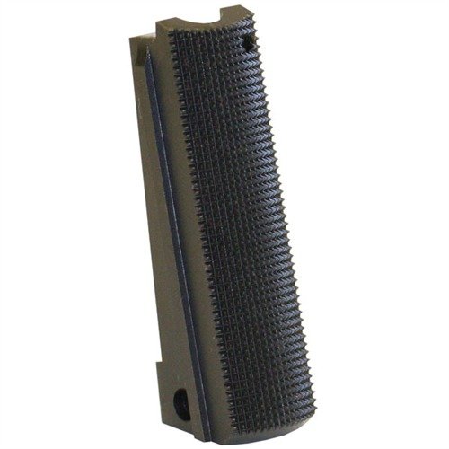 El FLAT Mainspring Housing para 1911 de ED BROWN ofrece un agarre seguro y cómodo con checkering de 25 lpi, ideal para competiciones y uso táctico.