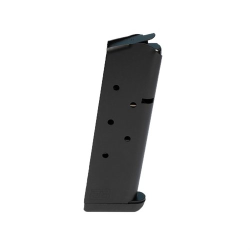 Disfruta de la fiabilidad del cargador 1911 de 7rd, fabricado en acero inoxidable tratado, con opciones de base y acabado en negro o acero.
