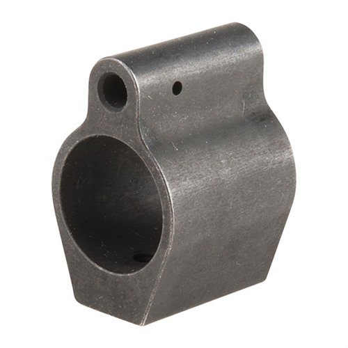 El gas block AR-15 MK12 ofrece un perfil bajo para máxima clearance de ópticas y handguards, fabricado en acero inoxidable 416 con acabado negro resistente.