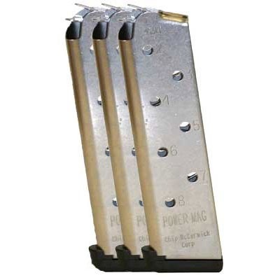 Consigue 3 cargadores Chip McCormick 1911 de acero inoxidable, ideales para el campo, el porte oculto y con un pouch Kydex para llevar dos en el cinturón.