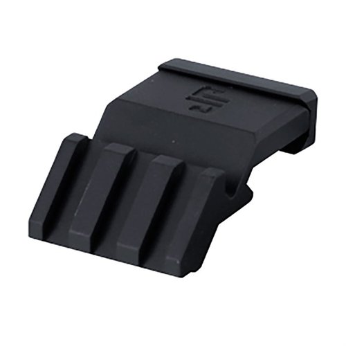 El adaptador de 45 grados J P ENTERPRISES permite montar accesorios picatinny con precisión, ideal para red dots en posiciones óptimas y reversible para tiradores diestros y zurdos.