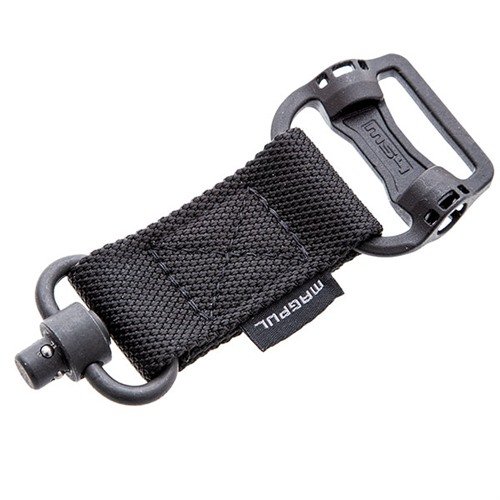 Convierte fácilmente tu sling MS1 en uno de dos puntos con este adaptador QD, construido en acero resistente y webbing de nylon duradero.