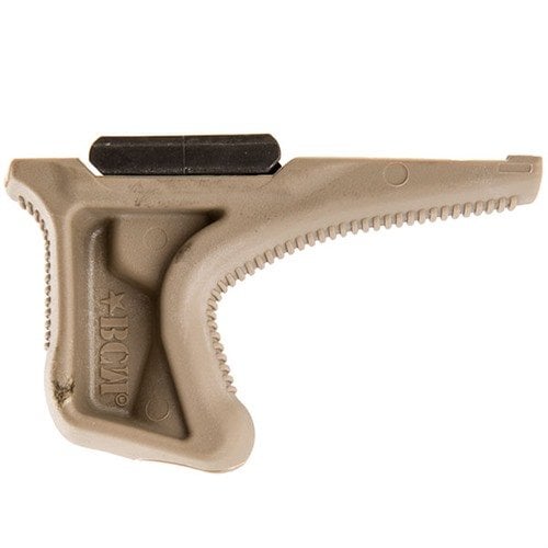 El grip KAG de Bravo Company ofrece un diseño ergonómico que mejora la retención y alivia las articulaciones, facilitando la manipulación del arma y transiciones rápidas.