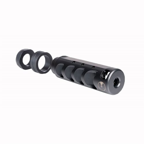 El compensador Ultradyne Apollo Max 6.5 Creedmoor reduce el retroceso, evita el levantamiento del cañón y permite disparos rápidos sin interrumpir la vista.