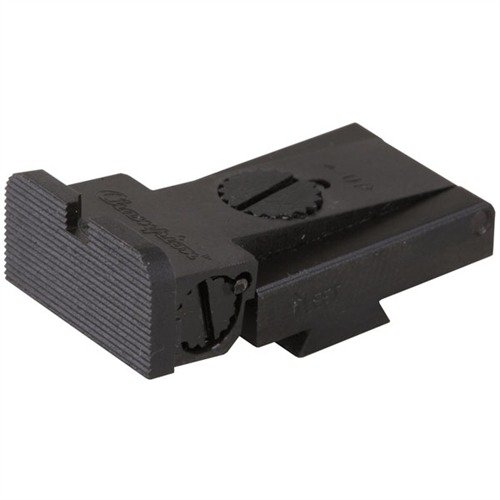 Disfruta de la precisión con la mira trasera ajustable BM #1, diseñada para no engancharse, fabricada en acero 4140 y con ajustes de viento y elevación precisos.