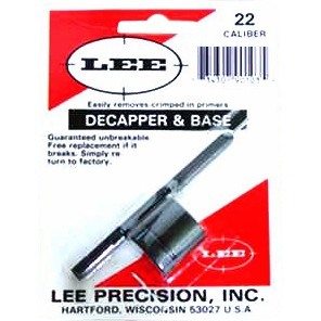 El DECAPPER AND BASE de LEE es ideal para quitar fácilmente los primers crimpados de los cartuchos militares, disponible para casos de .22 o .30 cal.