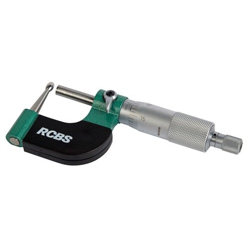 El Vernier Ball Micrometer de RCBS es ideal para medir el grosor de cuellos de casquillo, con precisión de .0001" y un diseño metálico duradero.