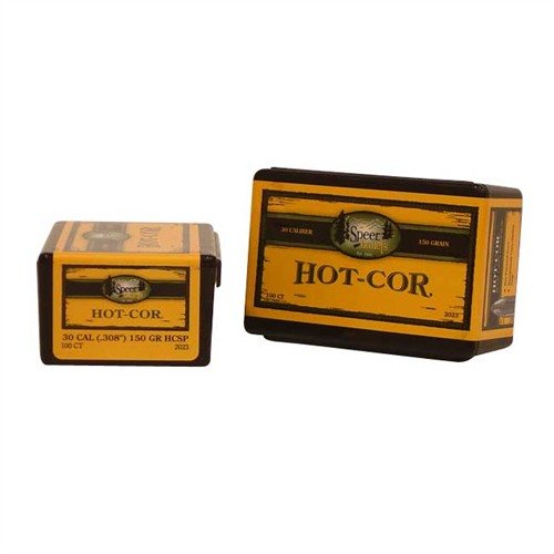 Las balas Hot-Cor de 30 Caliber (0.308") ofrecen un rendimiento consistente y una precisión excepcional, gracias a su núcleo de plomo fundido sin vacíos.