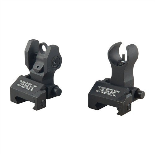 Las miras TROY AR-15 HK-STYLE son resistentes, se pliegan fácilmente y ofrecen respaldo seguro, ideales para tiro de precisión en cualquier condición.