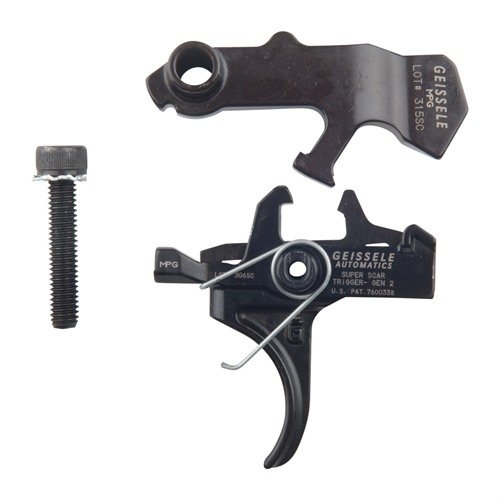 El Geissele Super SCAR es un gatillo de 2 etapas ideal para CQB y trabajo a media distancia, con un peso de tiro de 4.5lbs y lubricante Aeroshell #6 incluido.
