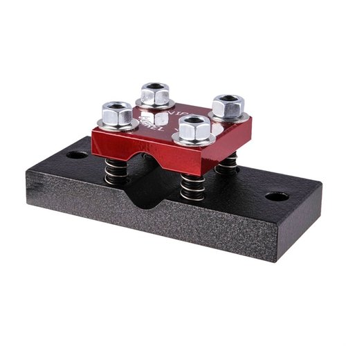 El Viper Barrel Vise de aluminio 6061 es robusto y estable, ideal para sujetar cañones de 0.77" a 1.3" OD, con tornillos de sujeción y muelles de apoyo.
