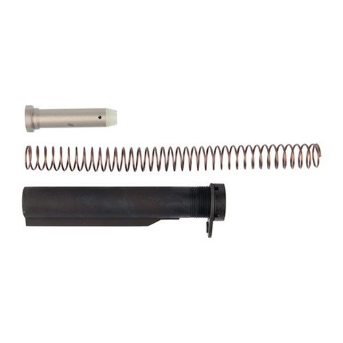 Este kit incluye todo lo necesario para montar un stock ajustable, con un buffer tube de aluminio 7075-T6 y un castle nut de acero, ¡perfecto para tu AR-15!