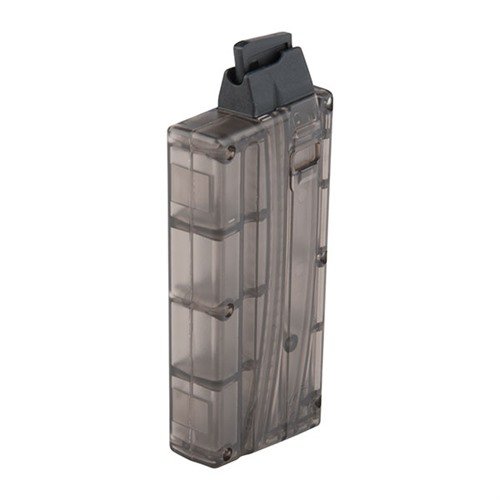 El cargador AR-15 10RD de BLACK DOG MACHINE cuenta con un diseño sin tornillos, cuerpo rígido y transparente para controlar los cartuchos fácilmente.