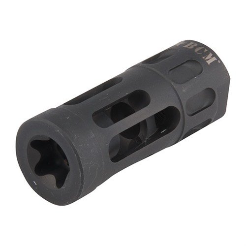 El compensador Gunfighter reduce el retroceso y el destello, con acero inoxidable y acabado en óxido negro que resiste el calor y la corrosión.