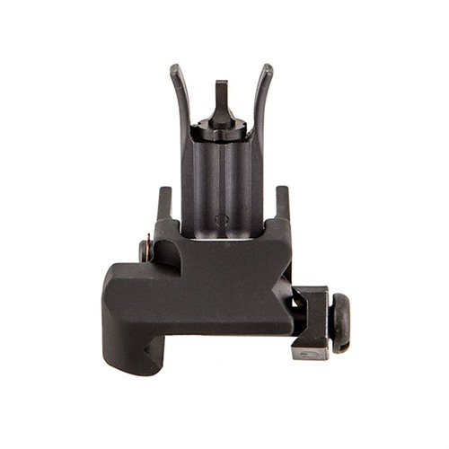 El KAC M4 Flip-Up Front Sight es una solución de respaldo de bajo perfil, ajustable en elevación, ideal para rieles Picatinny, resistente y compacto.