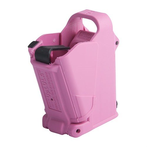 Cargador manual UpLula en rosa: carga revistas de pistola rápido, protege tus dedos y aumenta la vida útil de las revistas. ¡Disfruta más disparando!