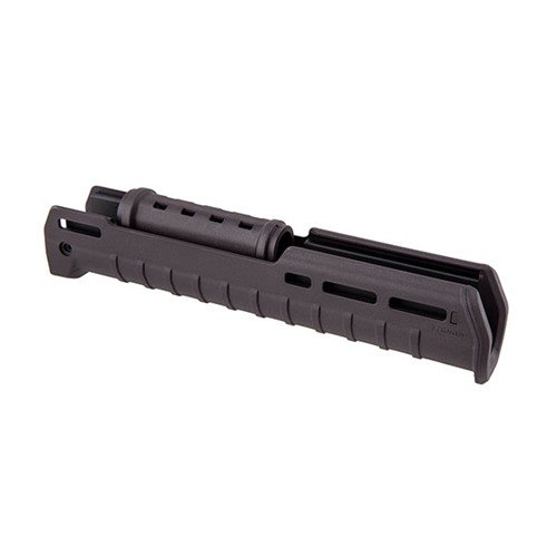 El guardamanos Zhukov de Magpul ofrece ergonomía superior, un chasis de aluminio para mayor resistencia, y ranuras M-LOK para accesorios en tu AK moderno.
