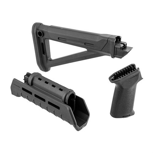 Actualiza tu Kalashnikov con el set Magpul MOE AK: stock fijo optimizado, guardamanos M-LOK y empuñadura ergonómica para un mejor control y comodidad.