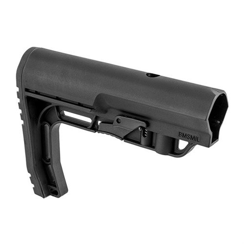 El AR-15 Battlelink Minimalist Stock es ultra ligero (6oz), fabricado en poliamida militar, adaptable a tus necesidades con montajes personalizados y configuración de sling.