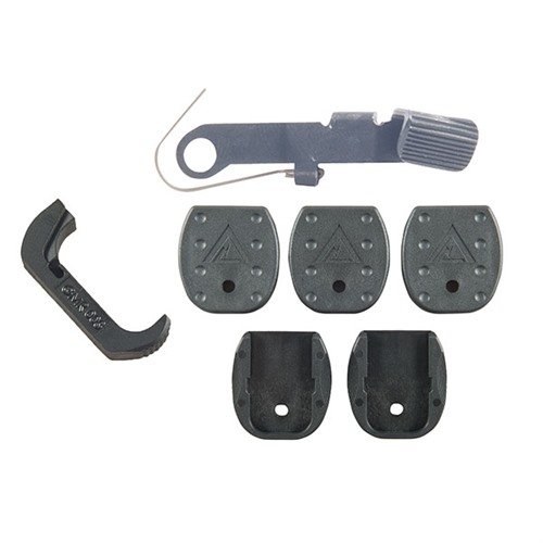 Mejora tu Glock con el Vickers Accessory Pack: liberación de cargador extendida, placas tácticas antideslizantes y un diseño ergonómico para recargas rápidas.