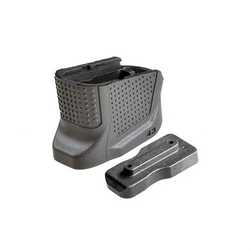 El Enhanced Magazine Plate para Glock 43 +2 de Strike Industries aumenta la capacidad a 8+1, mejora el agarre y facilita la recarga con su diseño sin enganches.