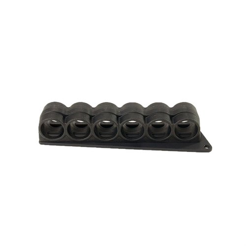El portacartuchos SureShell de Mesa Tactical es duradero, ligero y seguro, permitiéndote llevar 6 cartuchos de 12ga al alcance para recargas rápidas.