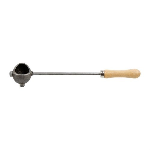 El Lyman Lead Dipper tiene cabeza de hierro fundido para un vertido preciso, evita burbujas en los balines, y su mango de madera se mantiene fresco al usarlo.