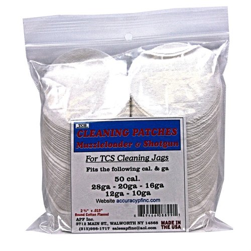 Las TCS Cleaning Patches son parches de 100% algodón flannel, ideales para calibres 22 a 50, garantizando un ajuste perfecto y una limpieza efectiva en tus armas.