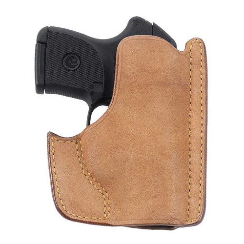 El Front Pocket Holster de GALCO en piel de caballo premium permite un acceso rápido y discreto a tu arma, manteniéndola oculta y segura en tu bolsillo.