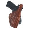 El PLE Paddle Holster de Galco, hecho de cuero premium, ofrece seguridad con su correa de retención y se adapta a cinturones de hasta 1 3/4" para un acceso rápido.